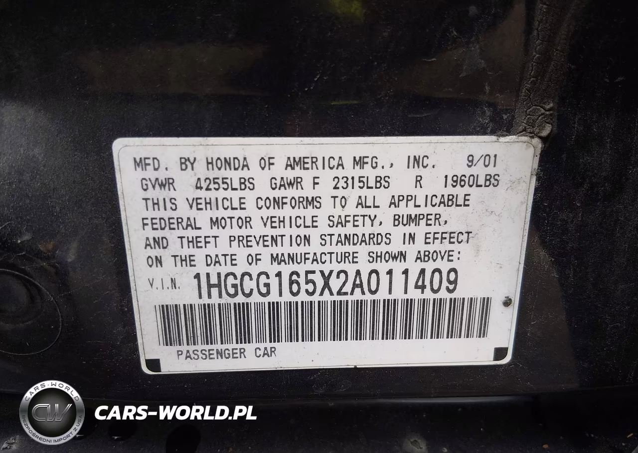 2002 Honda Accord 3.0 Ex VIN:1HGCG165X2A011409 - 9