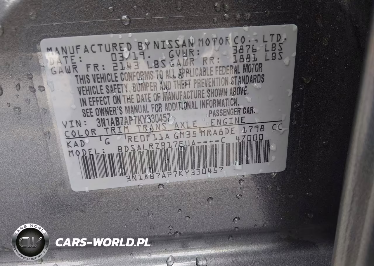 2019 Nissan Sentra Sr VIN:3N1AB7AP7KY330457 - 9