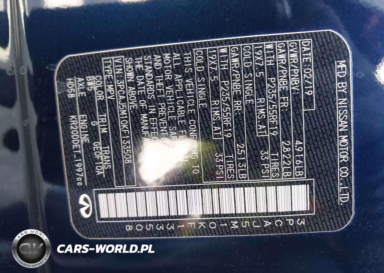 2019 Infiniti Qx50 Luxe VIN:3PCAJ5M10KF133508 - 9