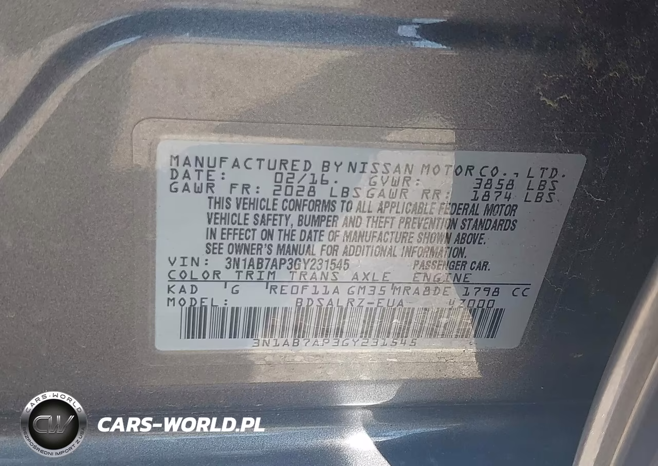 2016 Nissan Sentra Sr VIN:3N1AB7AP3GY231545 - 9
