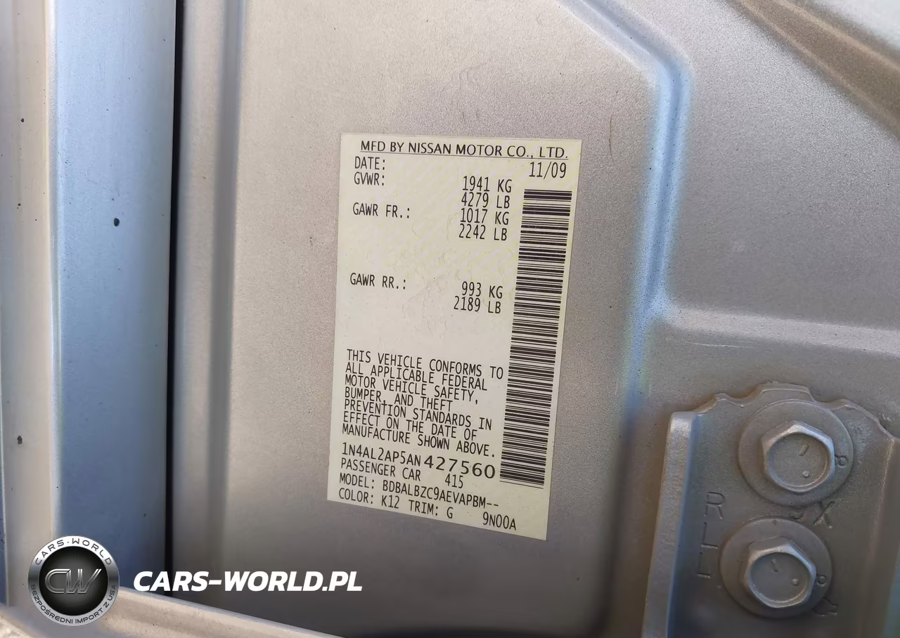 2010 Nissan Altima 2.5 S VIN:1N4AL2AP5AN427560 - 9