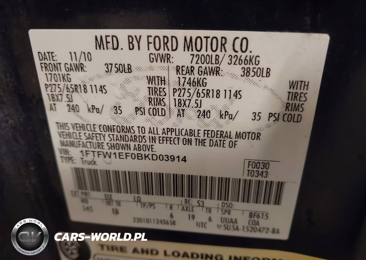 2011 Ford F-150 Lariat VIN:1FTFW1EF0BKD03914 - 9