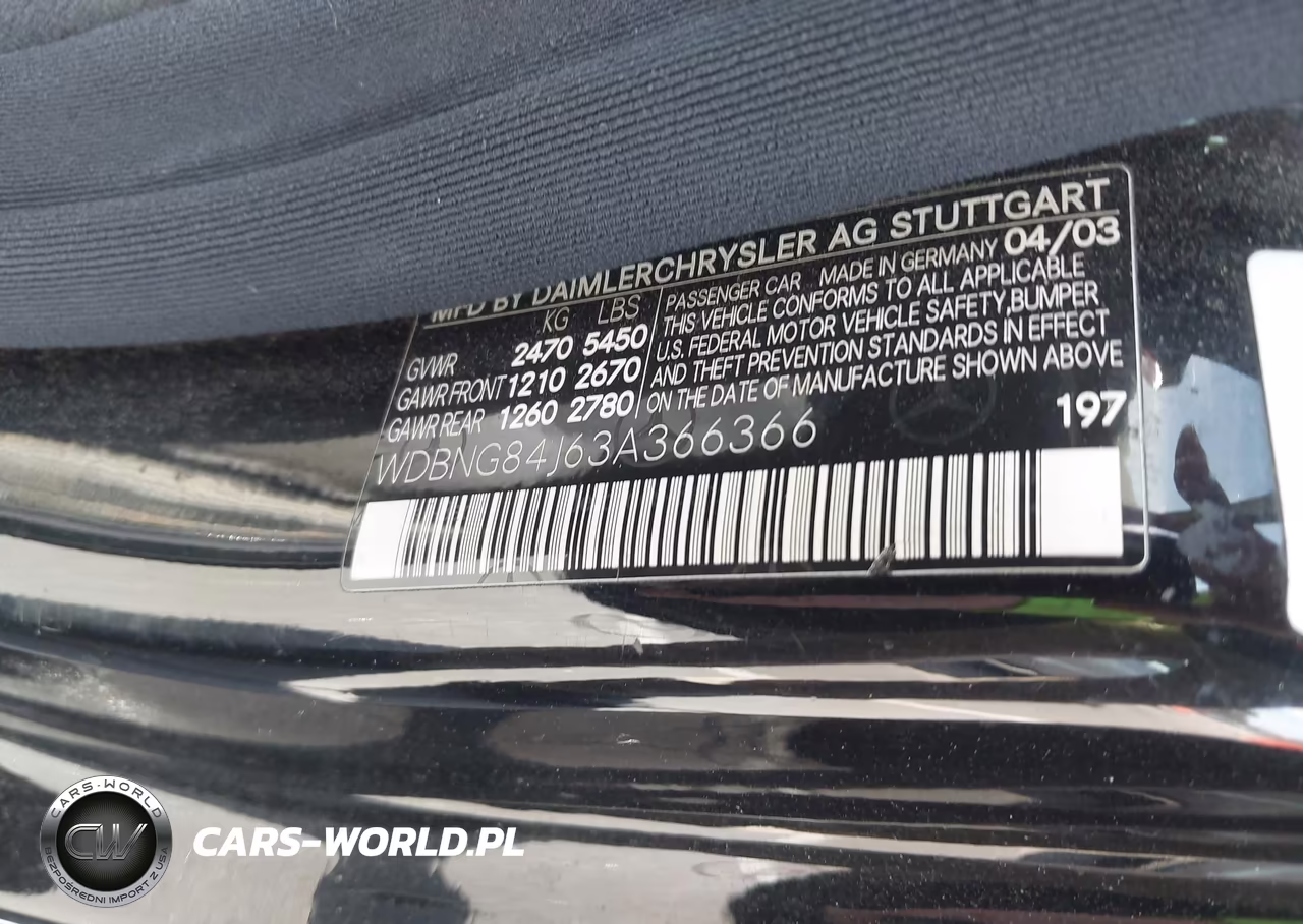 2003 Mercedes-Benz S 500 VIN:WDBNG84J63A366366 - 9