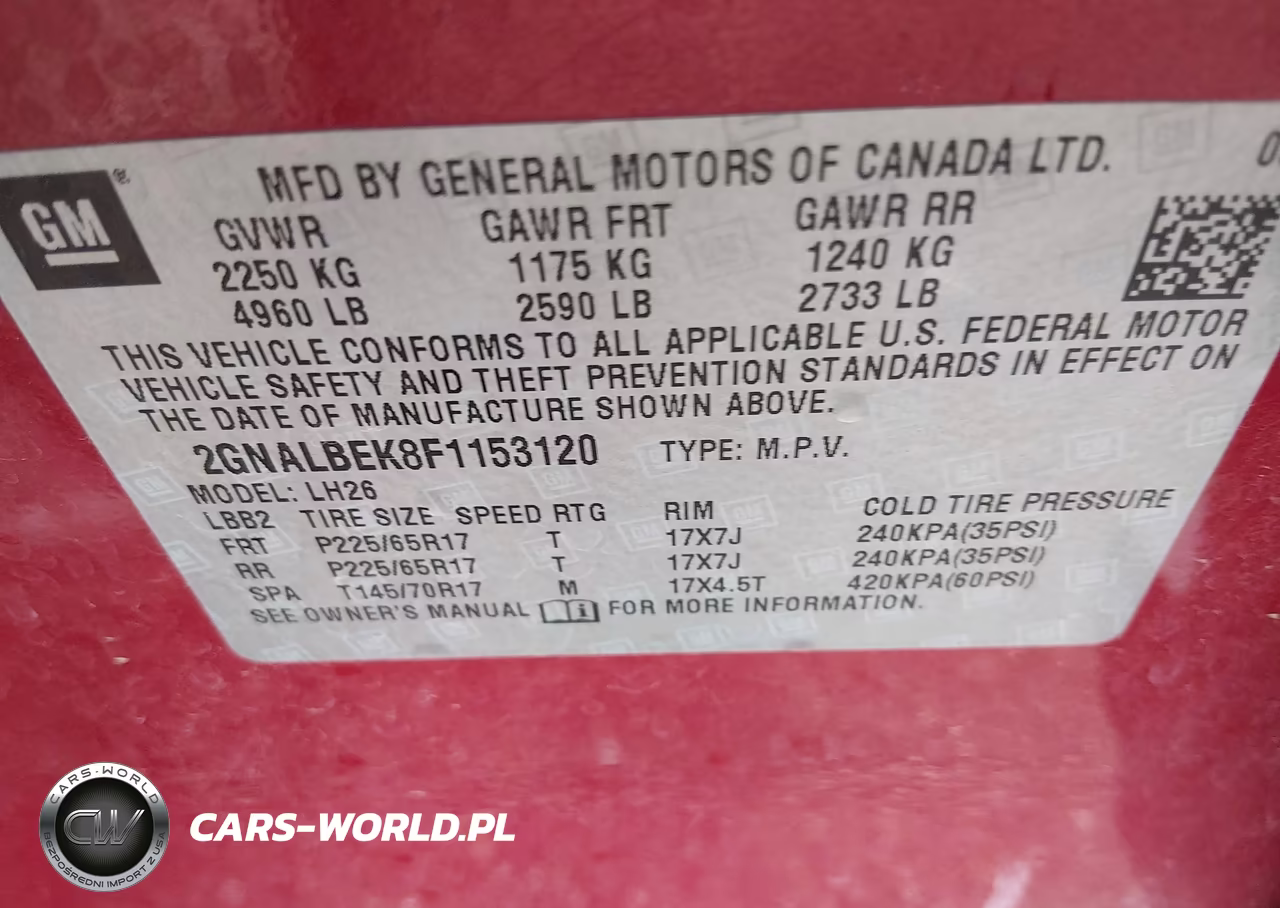 2015 Chevrolet Equinox 1Lt VIN:2GNALBEK8F1153120 - 9