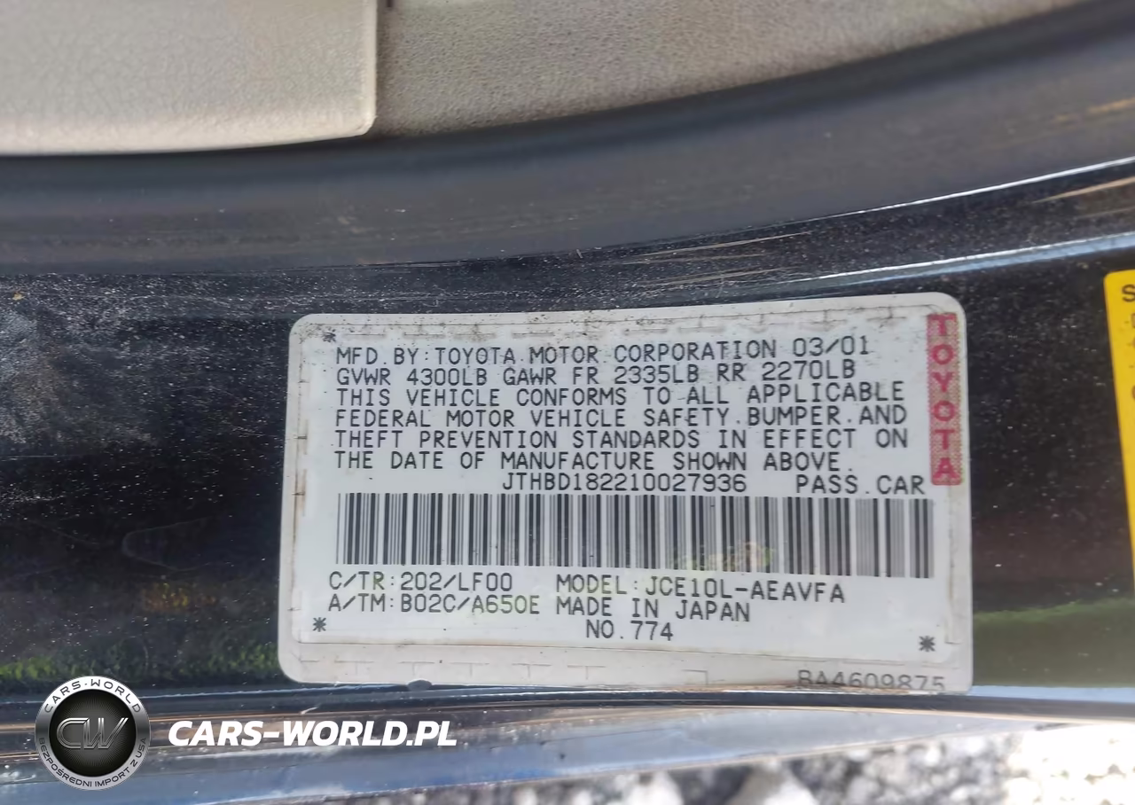 2001 Lexus Is 300 VIN:JTHBD182210027936 - 9