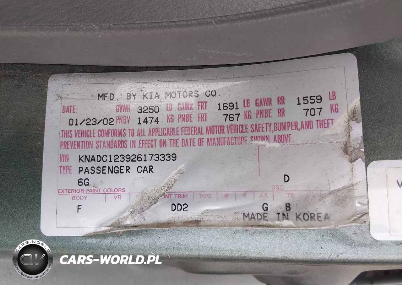 2002 Kia Rio VIN:KNADC123926173339 - 9
