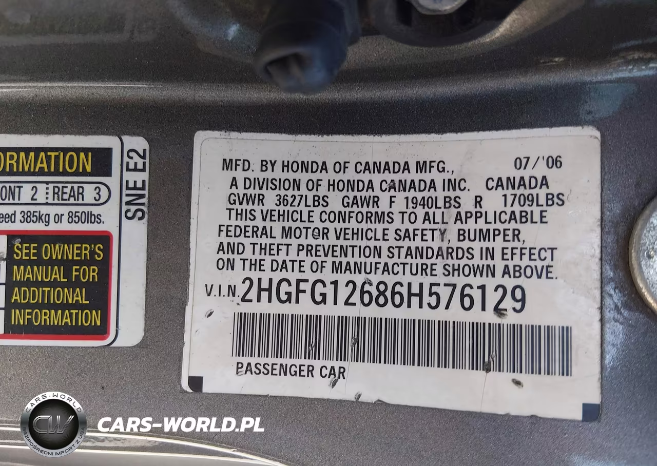 2006 Honda Civic Lx VIN:2HGFG12686H576129 - 9