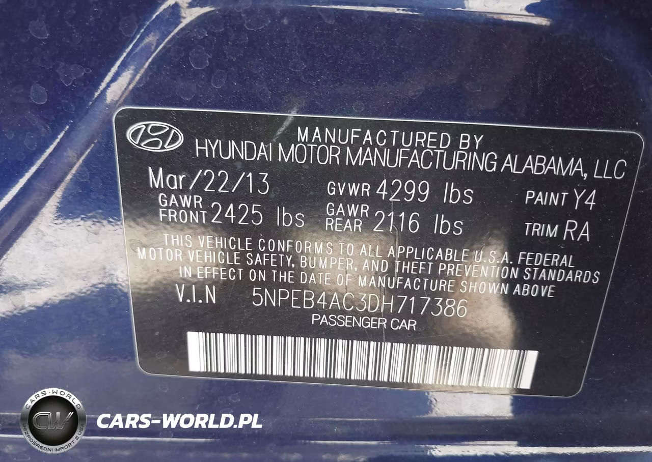 2013 Hyundai Sonata Gls VIN:5NPEB4AC3DH717386 - 9