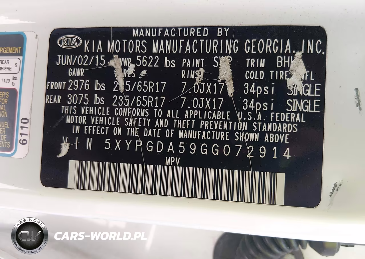 2016 Kia Sorento 3.3L Lx VIN:5XYPGDA59GG072914 - 9