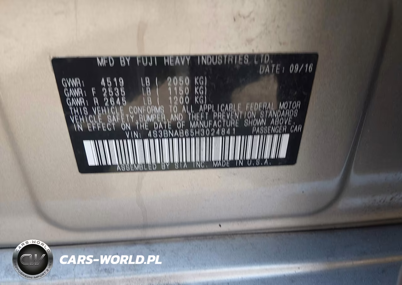 2017 Subaru Legacy 2.5I VIN:4S3BNAB65H3024841 - 9