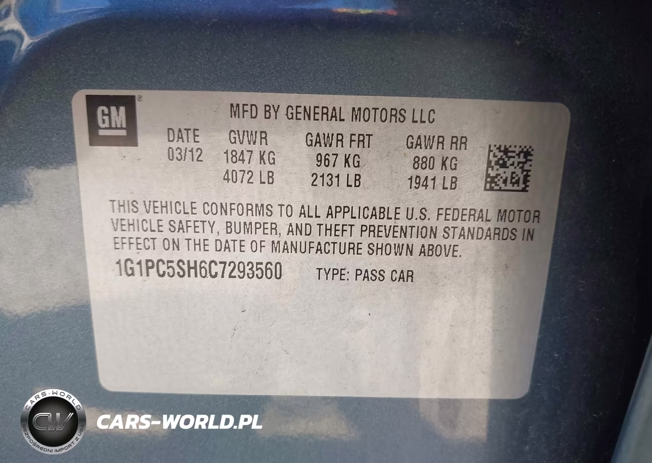 2012 Chevrolet Cruze Ls VIN:1G1PC5SH6C7293560 - 9