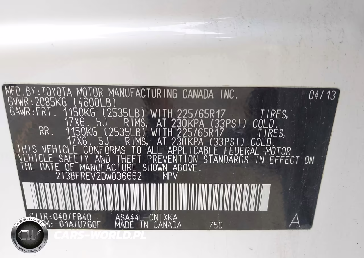 2013 Toyota Rav4 Le VIN:2T3BFREV2DW036662 - 9