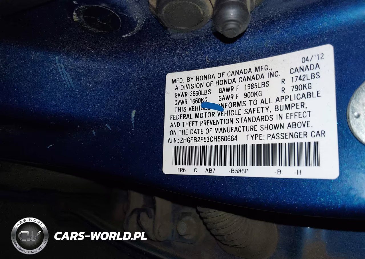 2012 Honda Civic Lx VIN:2HGFB2F53CH560664 - 9