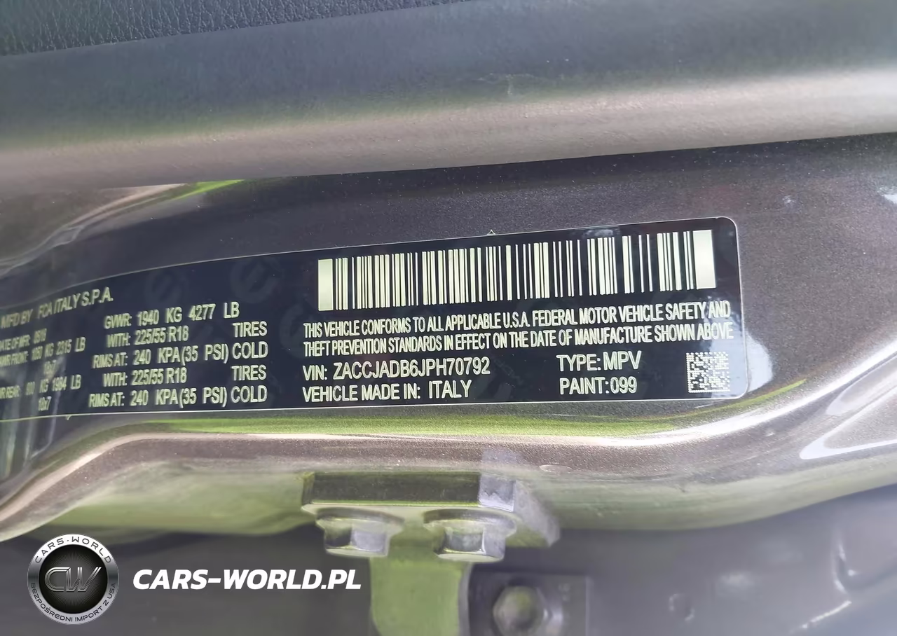 2018 Jeep Renegade Limited Fwd VIN:ZACCJADB6JPH70792 - 9