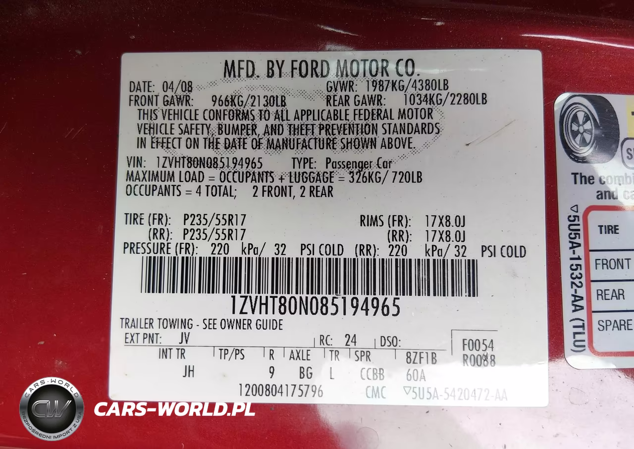 2008 Ford Mustang V6 Deluxe-V6 Premium VIN:1ZVHT80N085194965 - 9