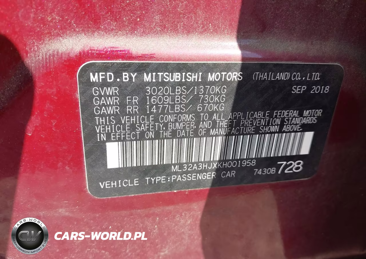 2019 Mitsubishi Mirage Es VIN:ML32A3HJXKH001958 - 9
