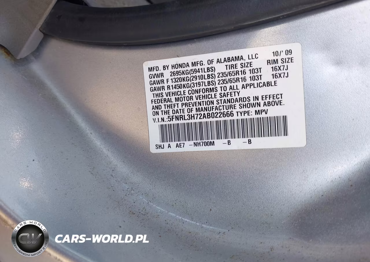 2010 Honda Odyssey Ex-L VIN:5FNRL3H72AB022666 - 9