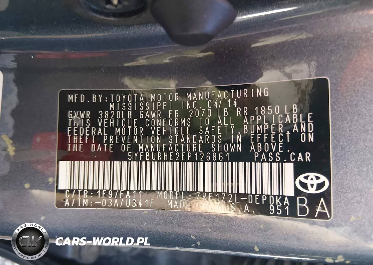2014 Toyota Corolla L VIN:5YFBURHE2EP126861 - 9