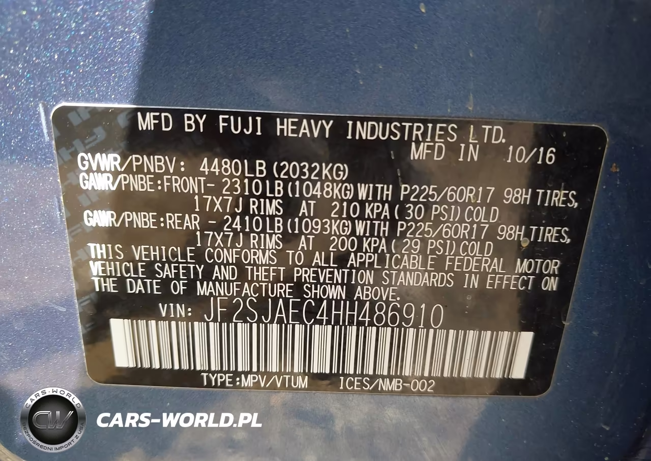 2017 Subaru Forester 2.5I Premium VIN:JF2SJAEC4HH486910 - 9