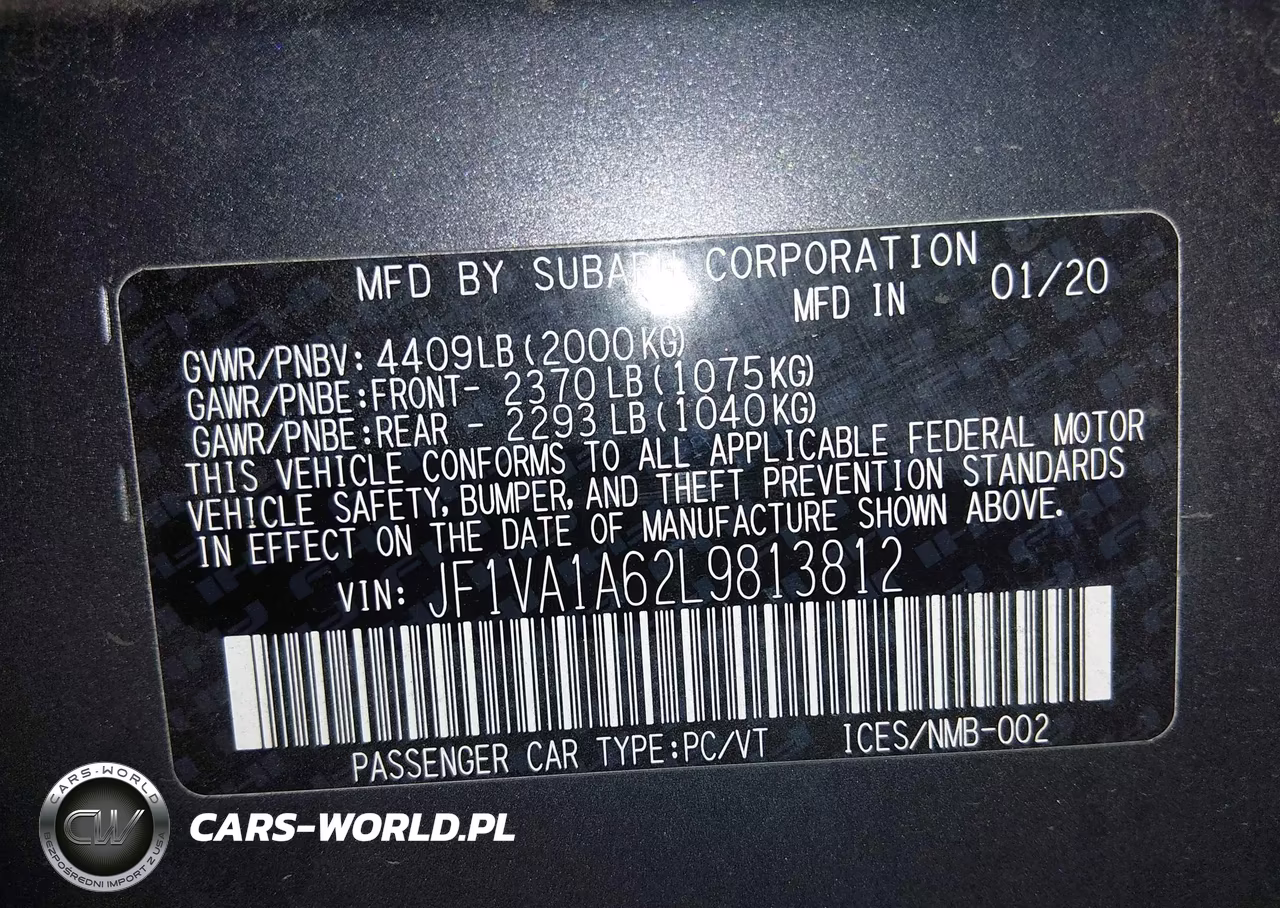2020 Subaru Wrx VIN:JF1VA1A62L9813812 - 9