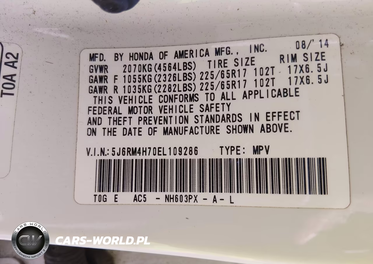 2014 Honda Cr-V Ex-L VIN:5J6RM4H70EL109286 - 9