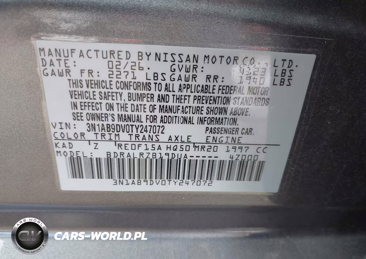 2026 Nissan Sentra Sr VIN:3N1AB9DV0TY247072 - 9