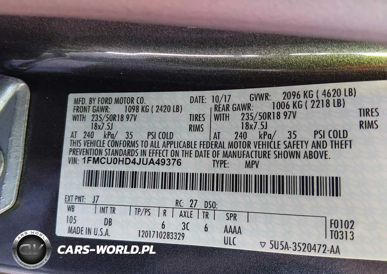 2018 Ford Escape Sel VIN:1FMCU0HD4JUA49376 - 9
