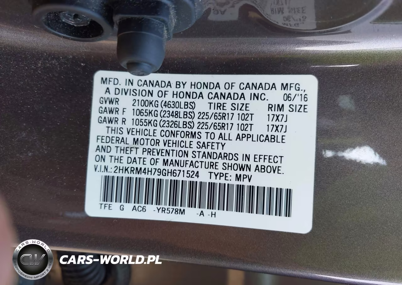 2016 Honda Cr-V Ex-L VIN:2HKRM4H79GH671524 - 9
