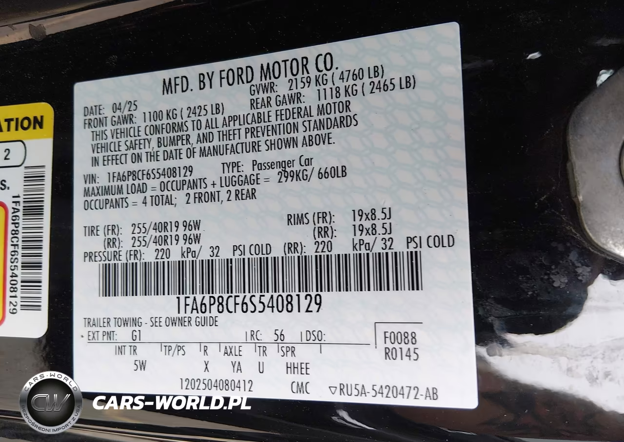 2025 Ford Mustang Gt VIN:1FA6P8CF6S5408129 - 9