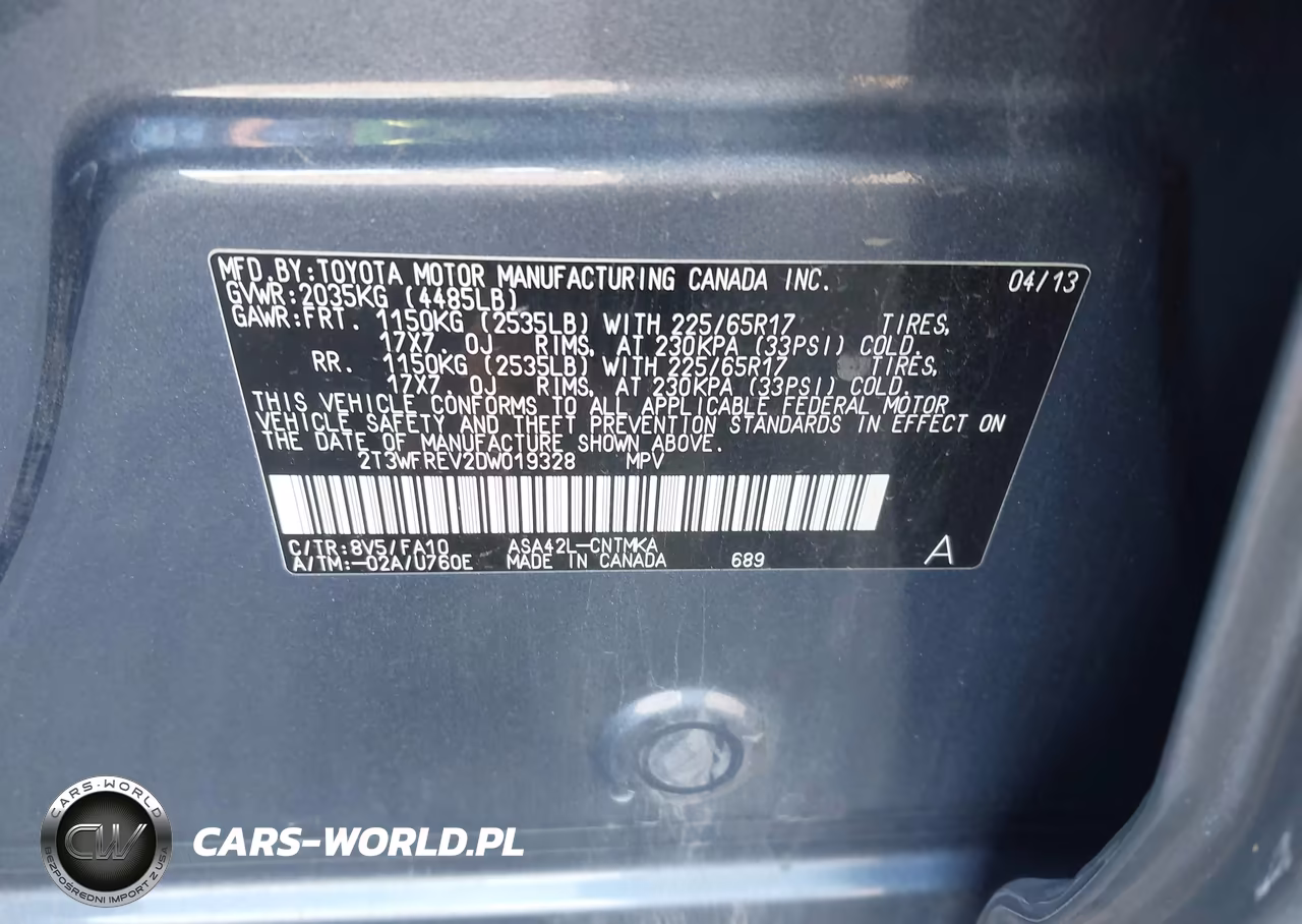 2013 Toyota Rav4 Xle VIN:2T3WFREV2DW019328 - 9