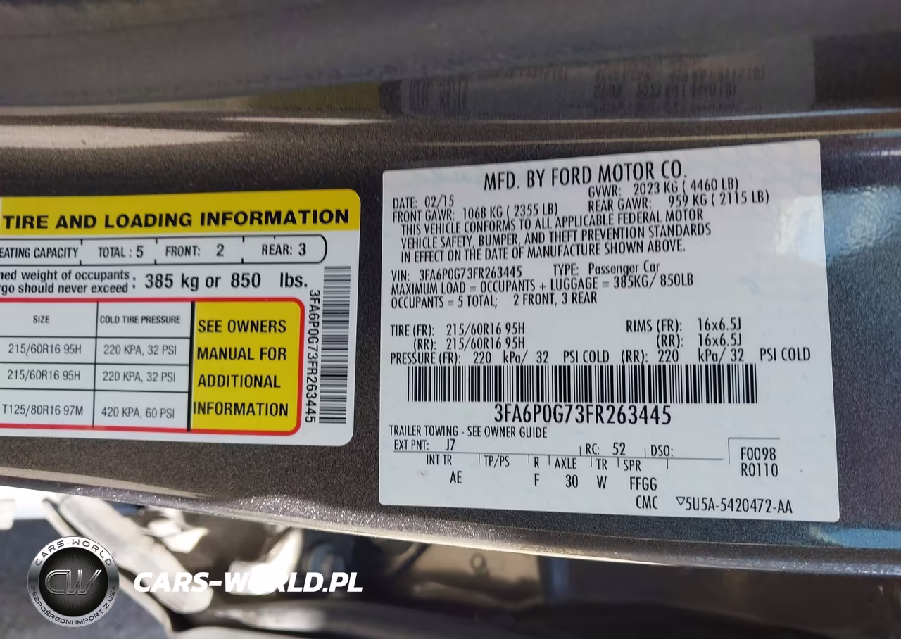 2015 Ford Fusion S VIN:3FA6P0G73FR263445 - 9