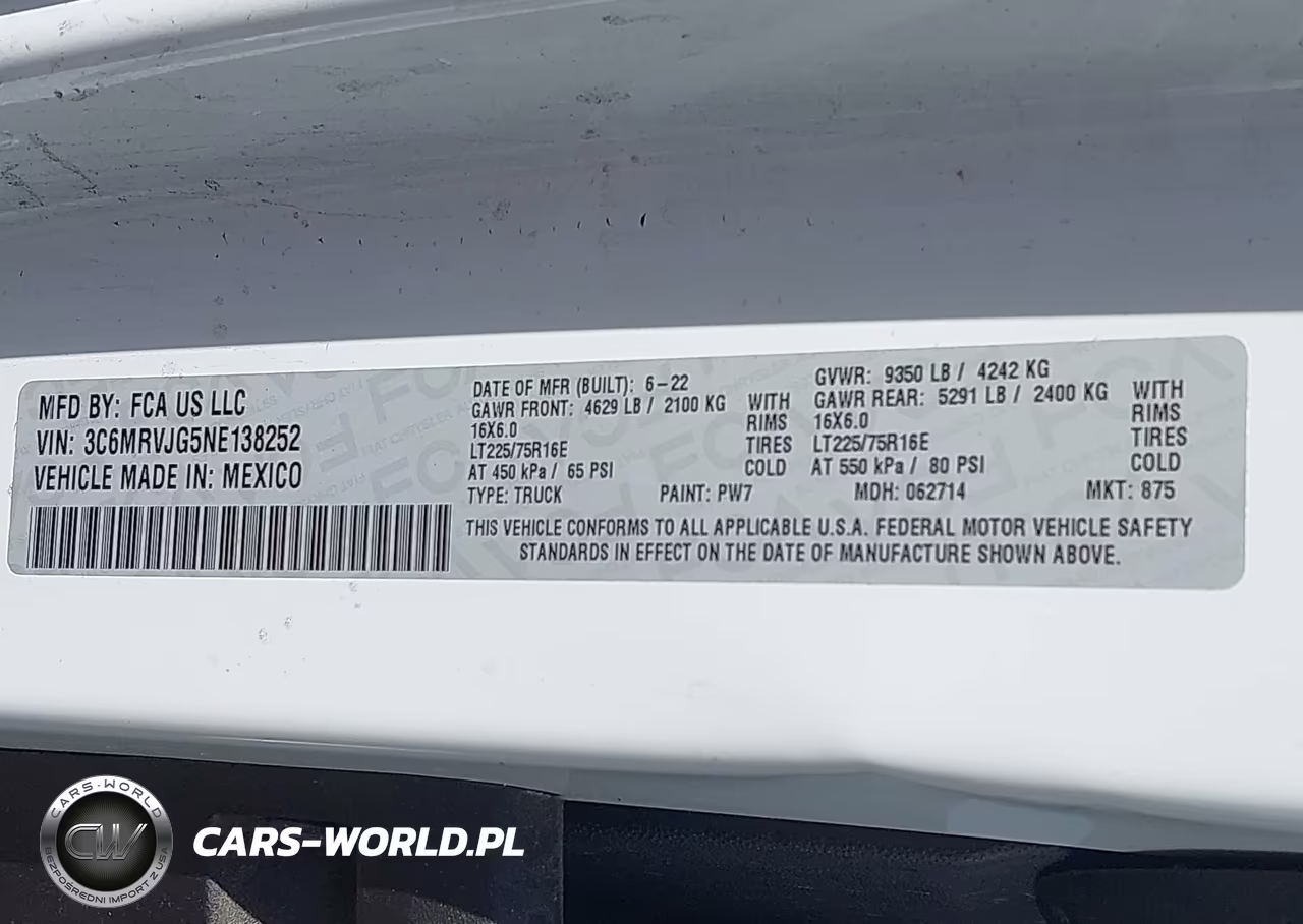 2022 Ram Promaster 3500 Cargo Van High Roof 159 Wb Ext VIN:3C6MRVJG5NE138252 - 9
