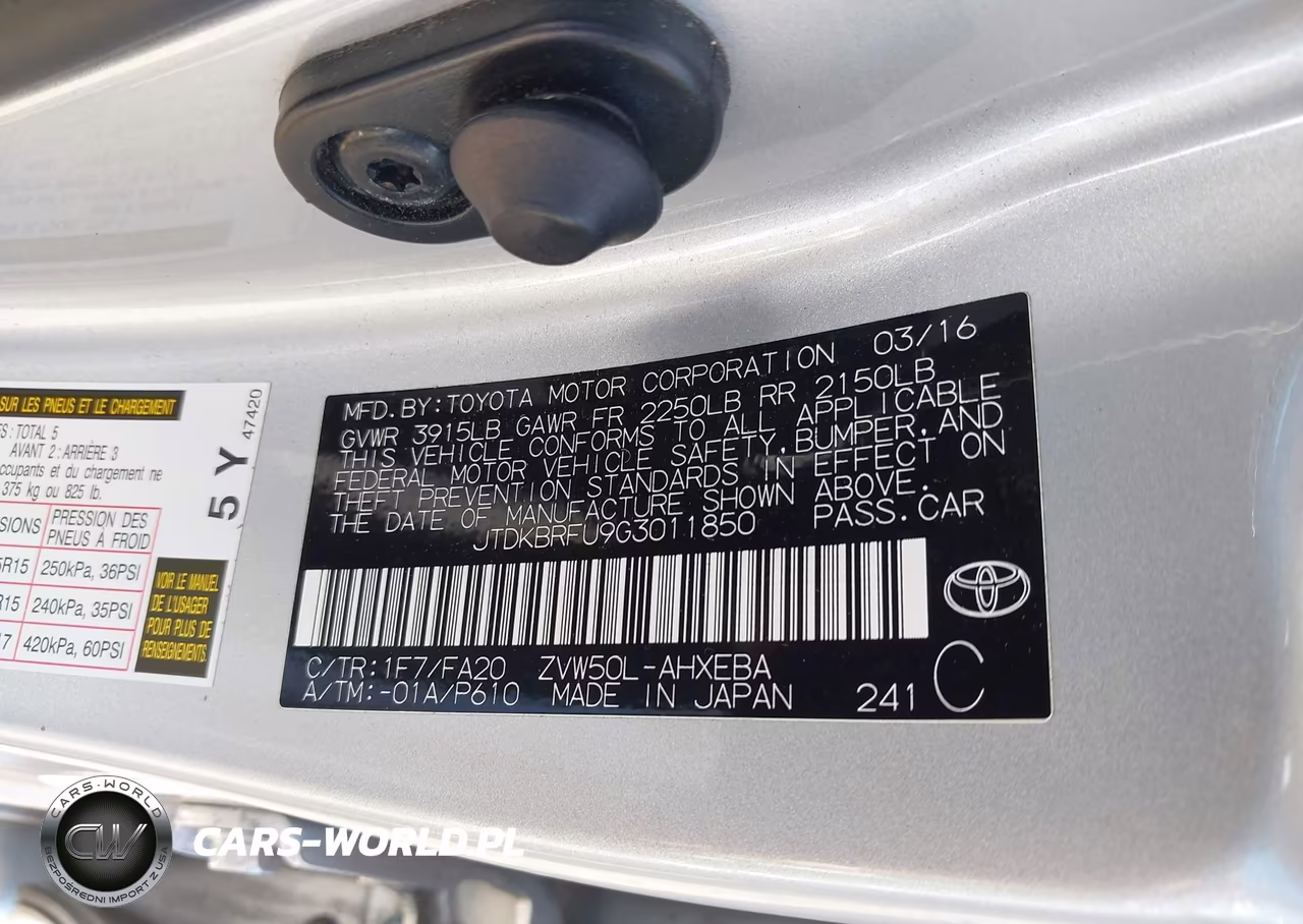 2016 Toyota Prius Two VIN:JTDKBRFU9G3011850 - 9
