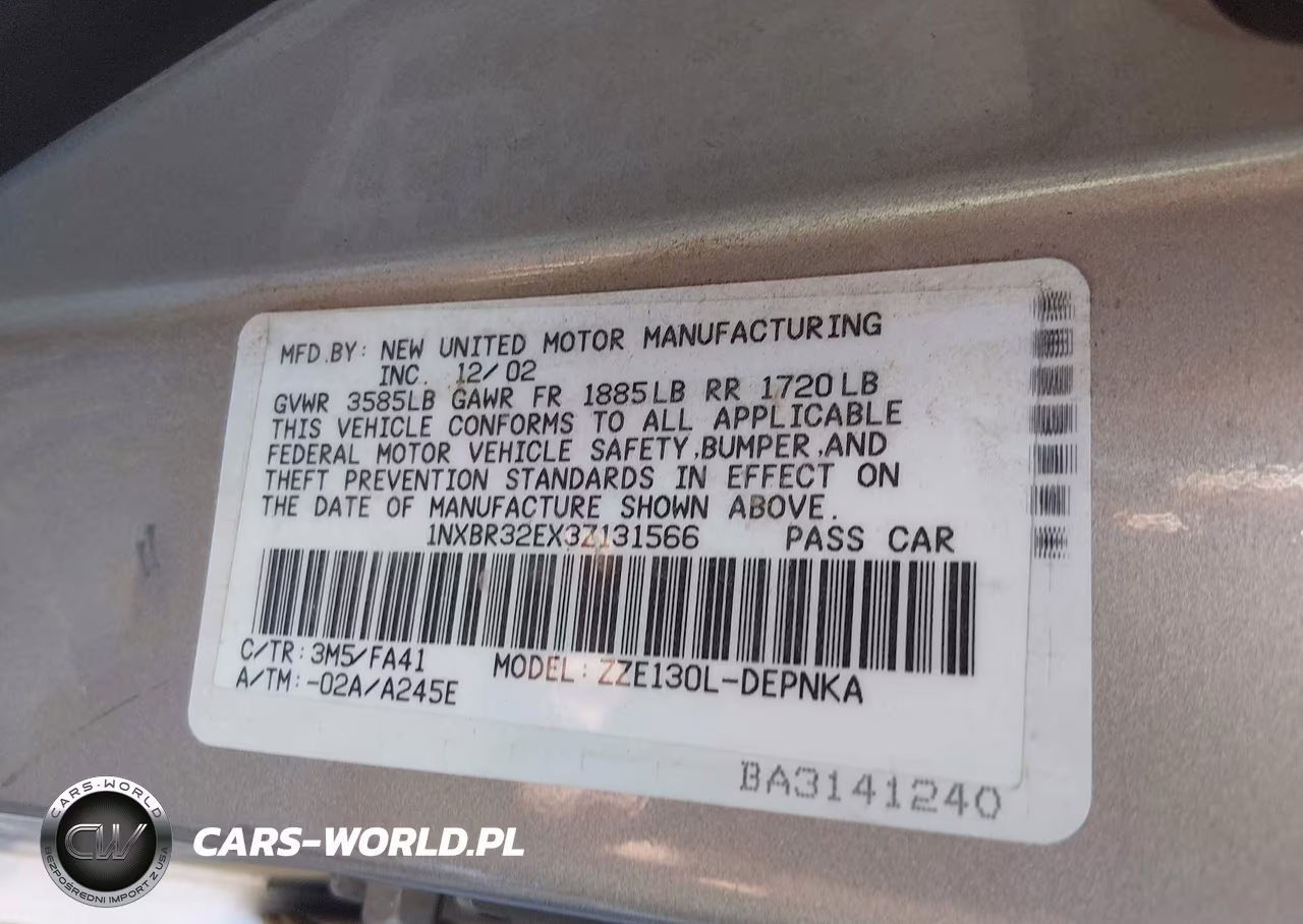 2003 Toyota Corolla Le VIN:1NXBR32EX3Z131566 - 9
