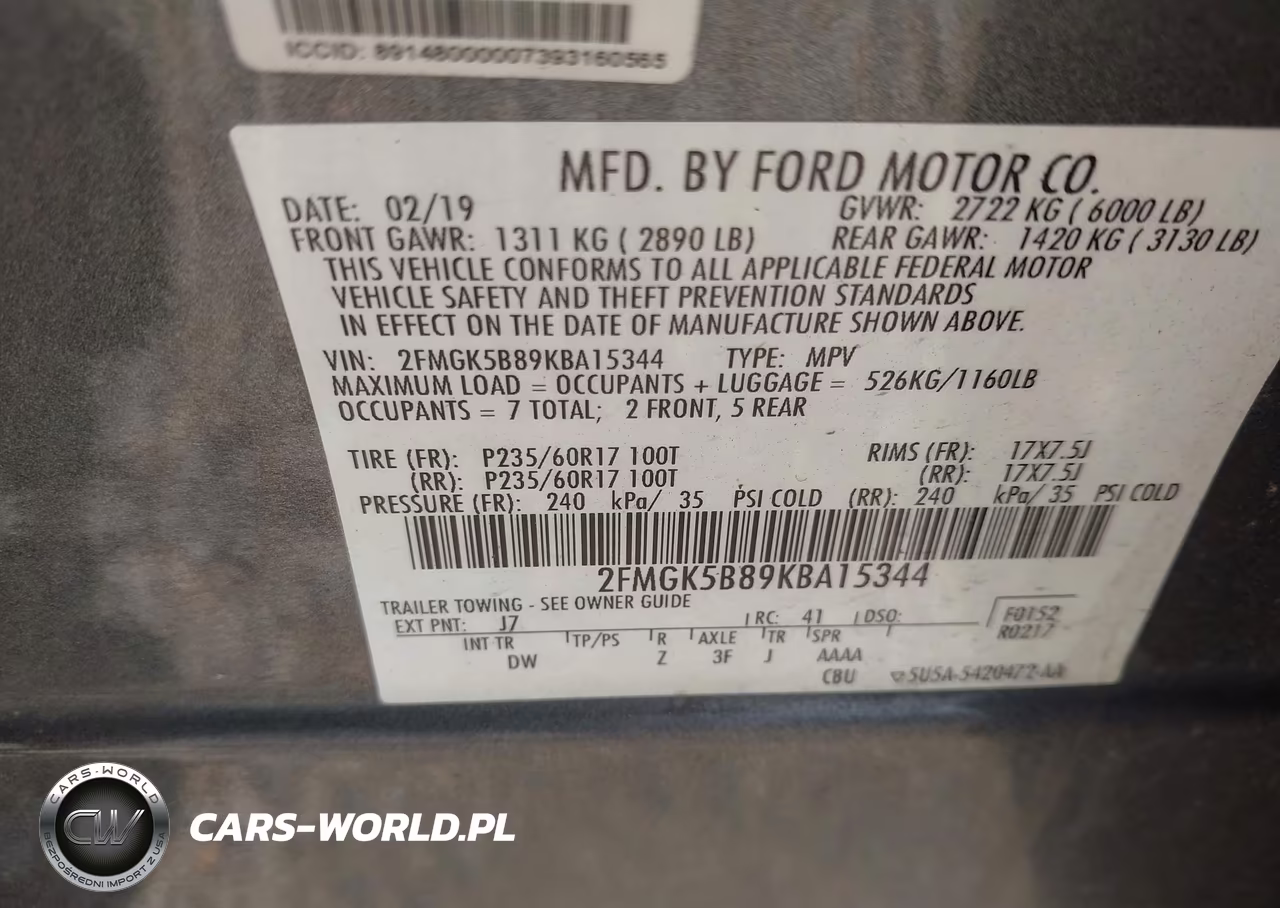 2019 Ford Flex Se VIN:2FMGK5B89KBA15344 - 9