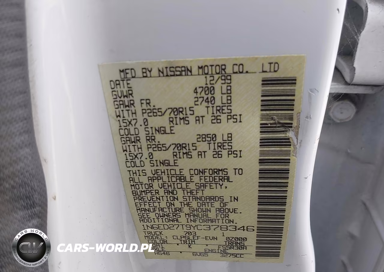 2000 Nissan Frontier Se-V6-Xe-V6 VIN:1N6ED27T9YC378346 - 9