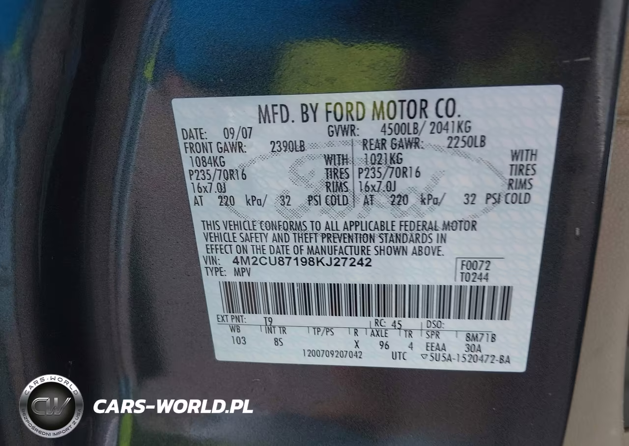 2008 Mercury Mariner Premier VIN:4M2CU87198KJ27242 - 9