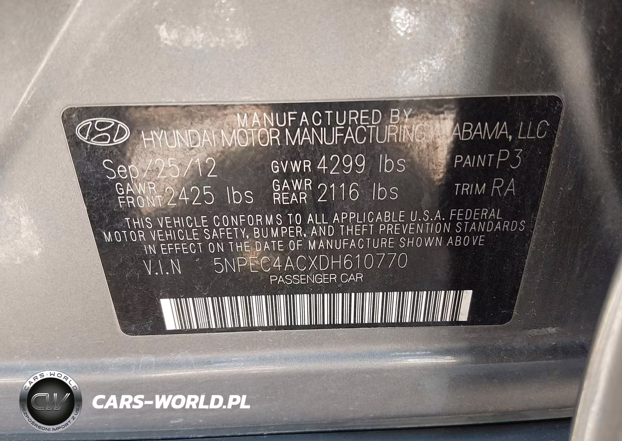 2013 Hyundai Sonata Limited VIN:5NPEC4ACXDH610770 - 9