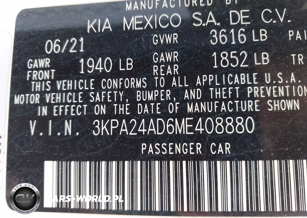 2021 Kia Rio Lx VIN:3KPA24AD6ME408880 - 9