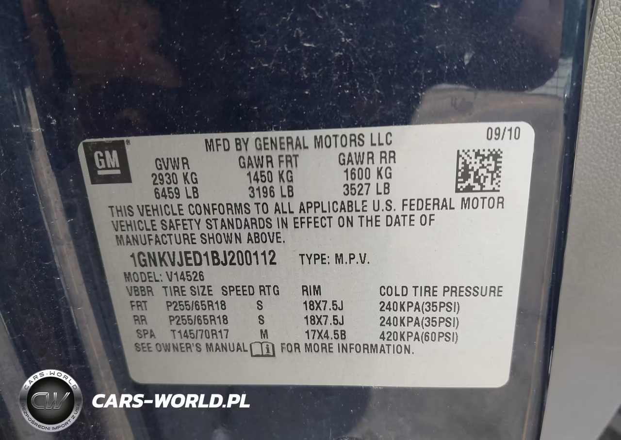 2011 Chevrolet Traverse 2Lt VIN:1GNKVJED1BJ200112 - 9