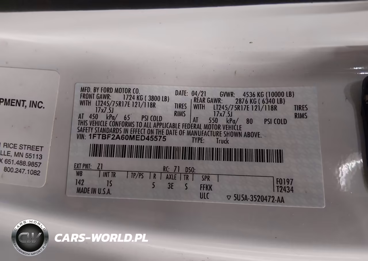 2021 Ford F-250 Xl VIN:1FTBF2A60MED45575 - 8