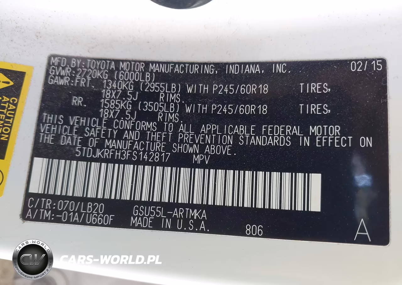 2015 Toyota Highlander Xle V6 VIN:5TDJKRFH3FS142817 - 9