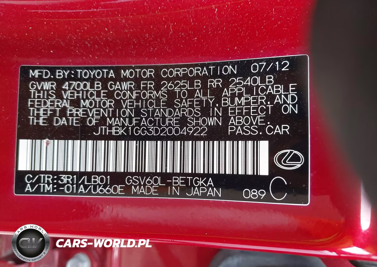 2013 Lexus Es 350 VIN:JTHBK1GG3D2004922 - 9