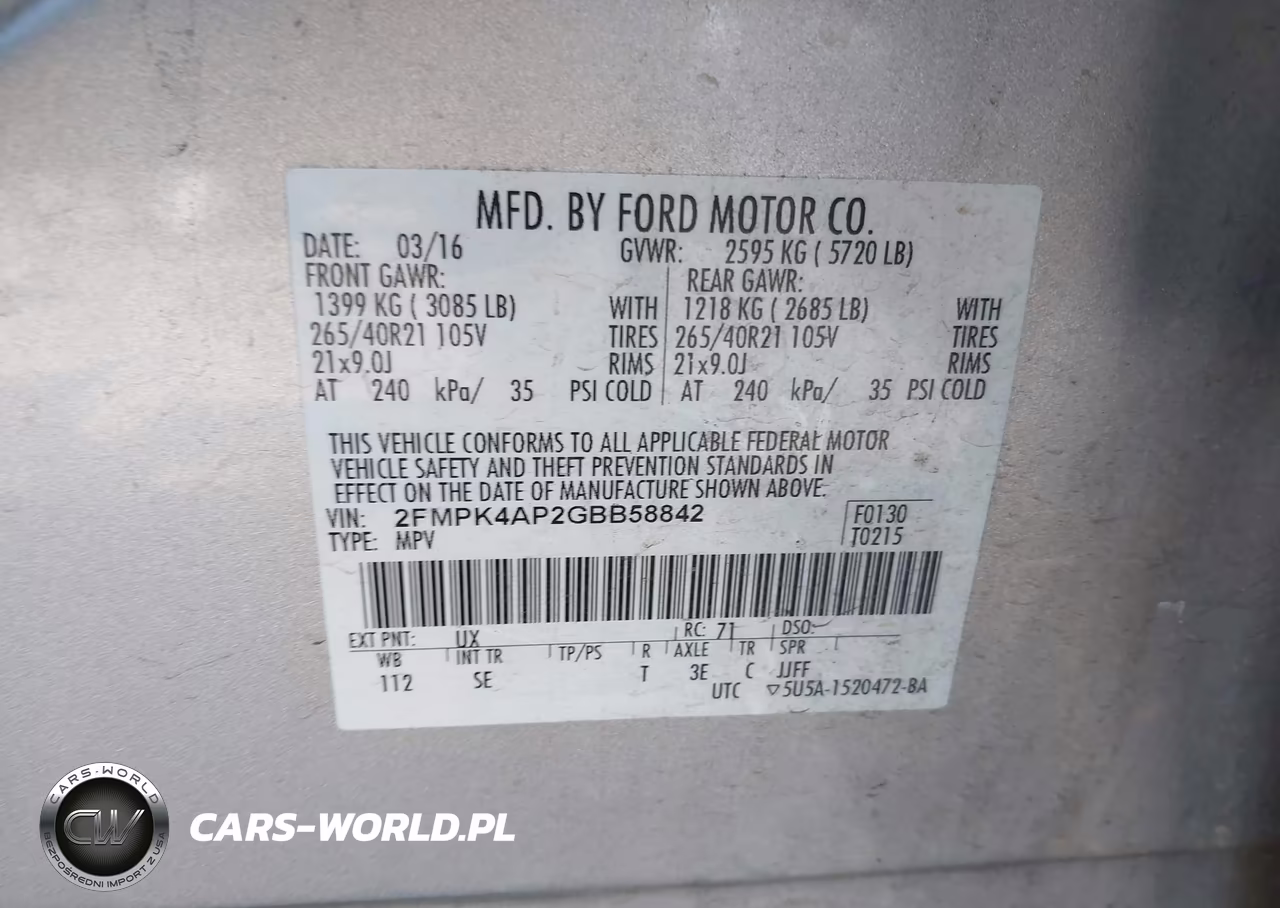 2016 Ford Edge Sport VIN:2FMPK4AP2GBB58842 - 9