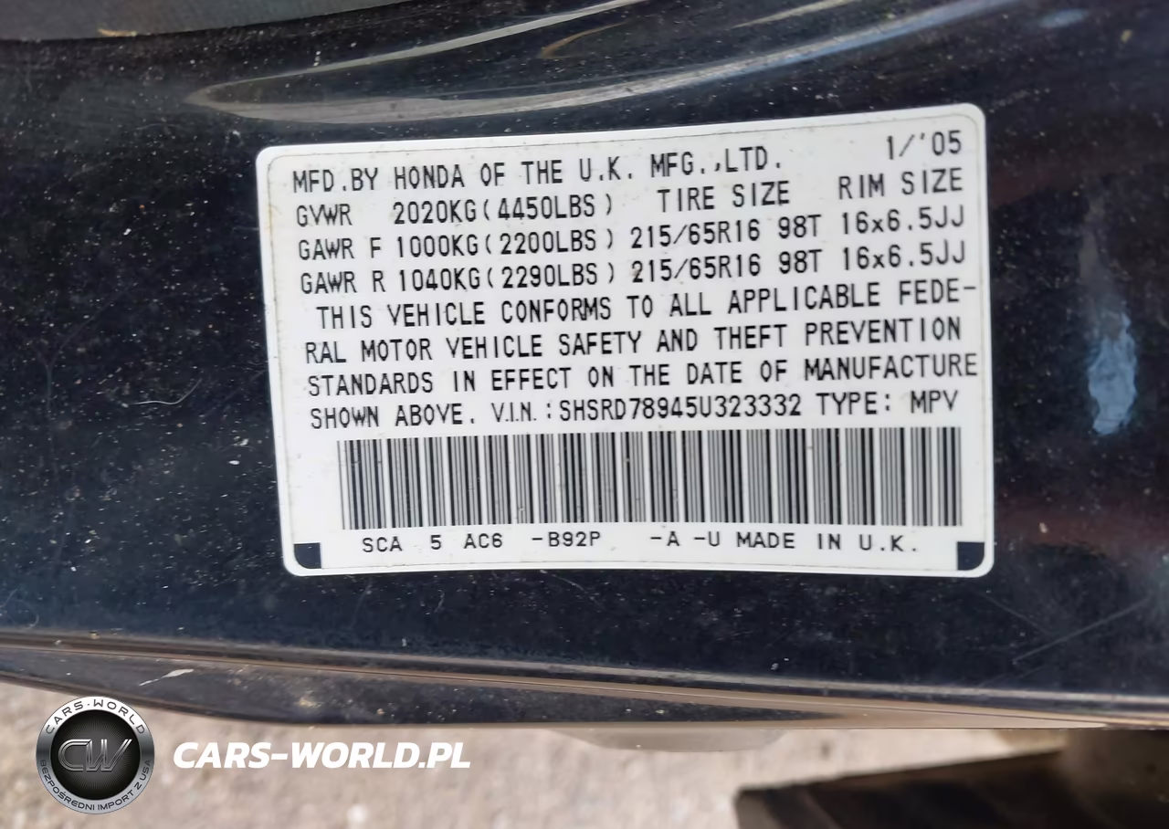 2005 Honda Cr-V Se VIN:SHSRD78945U323332 - 9