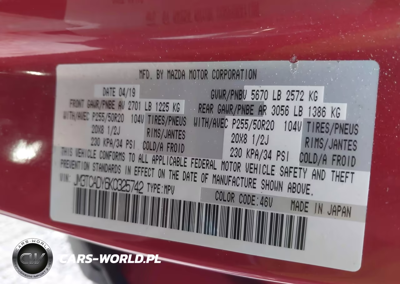 2019 Mazda Cx-9 Grand Touring VIN:JM3TCADY6K0325742 - 9
