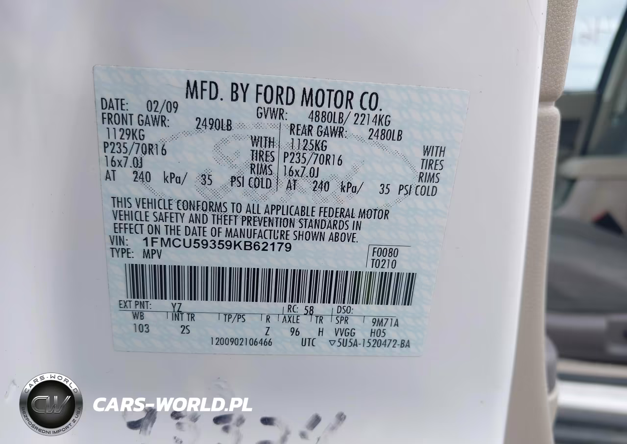 2009 Ford Escape Hybrid Limited VIN:1FMCU59359KB62179 - 9