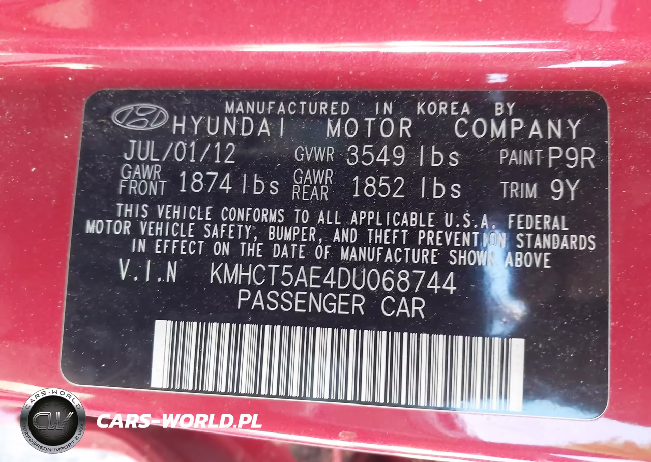 2013 Hyundai Accent Gs VIN:KMHCT5AE4DU068744 - 9
