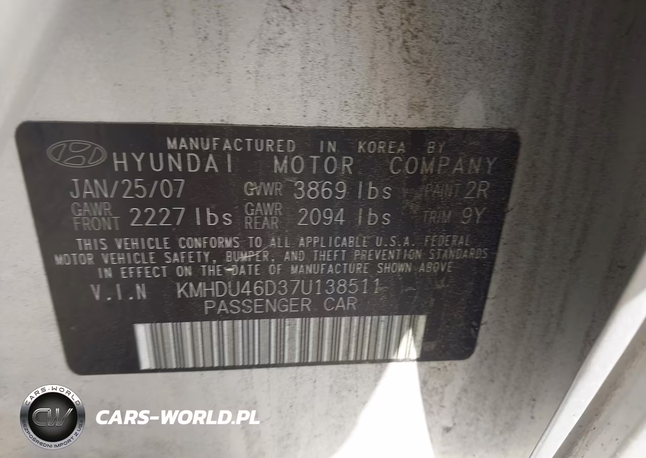 2007 Hyundai Elantra Gls-Limited-Se VIN:KMHDU46D37U138511 - 9