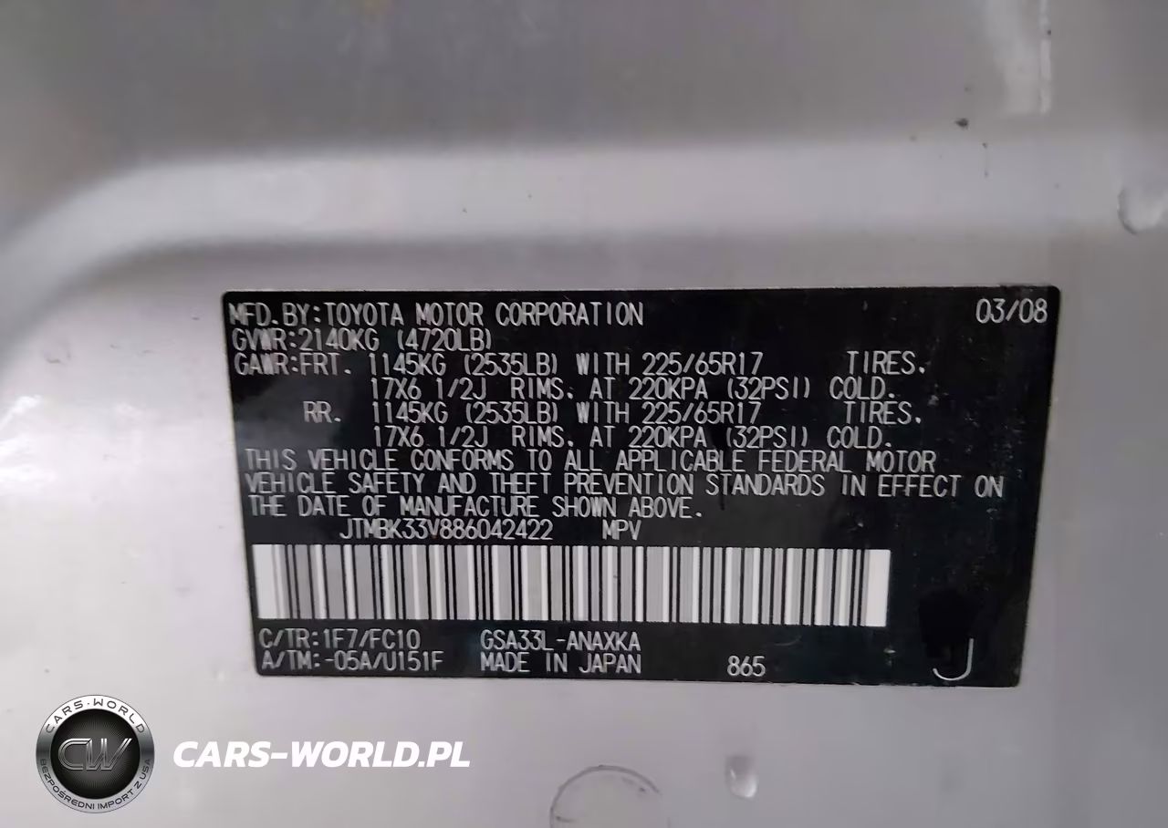 2008 Toyota Rav4 Base V6 VIN:JTMBK33V886042422 - 9